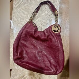 Michael Kors Deep Red/burgundy Leather Tote